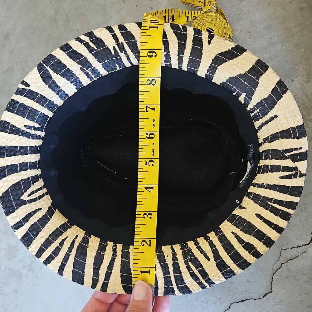 Zebra Print Fedora Straw Hat - Picture 5 of 5